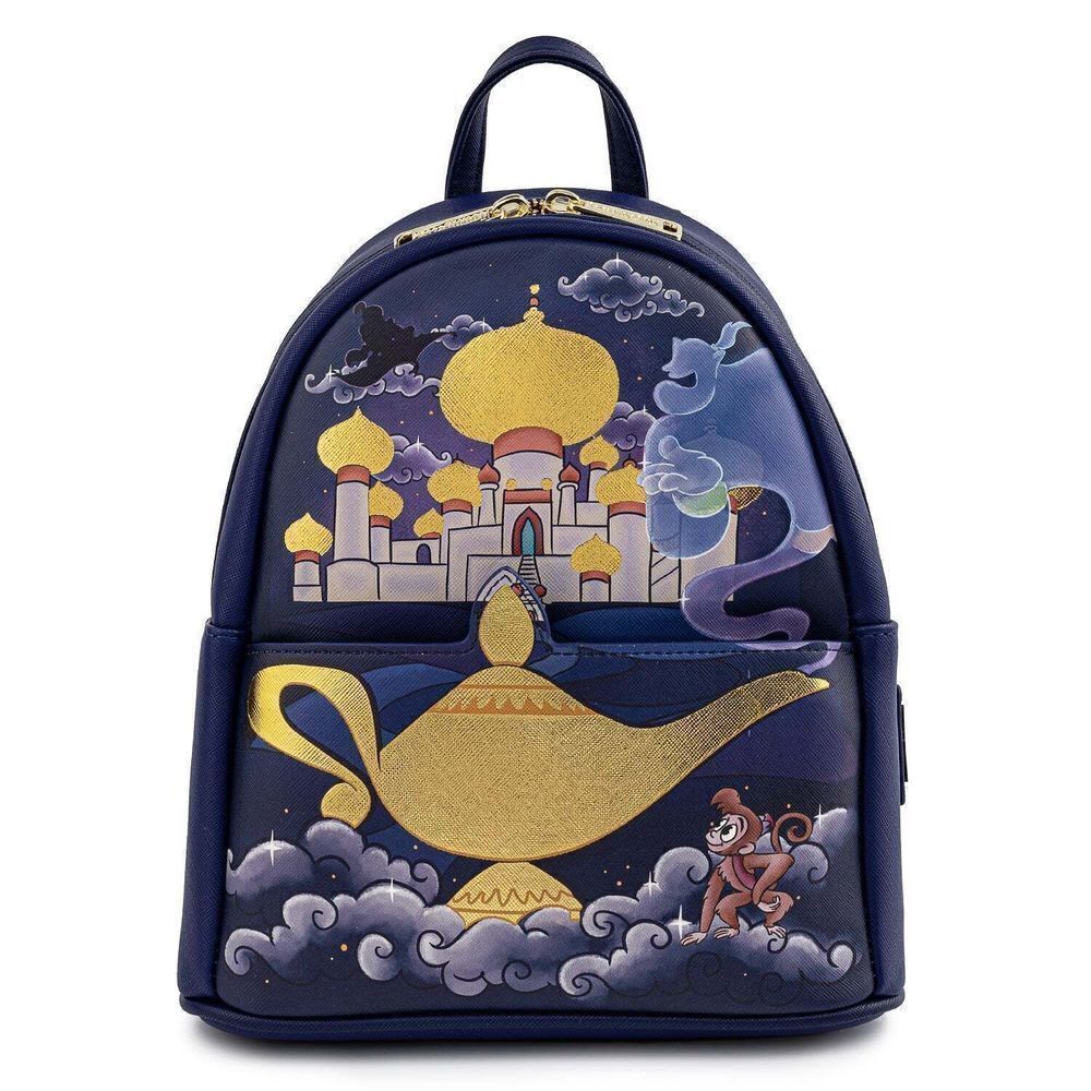 Loungefly Disney Aladdin Jasmine Castle Series Golden Genie Lamp Mini Backpack